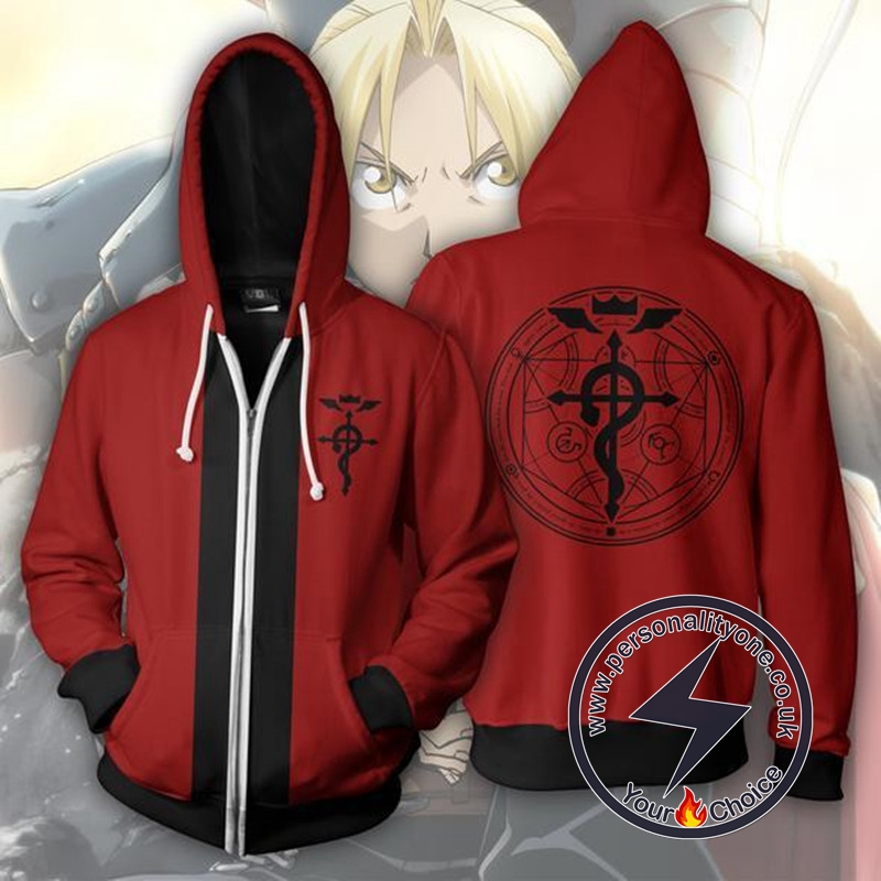 Fullmetal Alchemist Edward Elric Red Zip Up Hoodie Jacket
